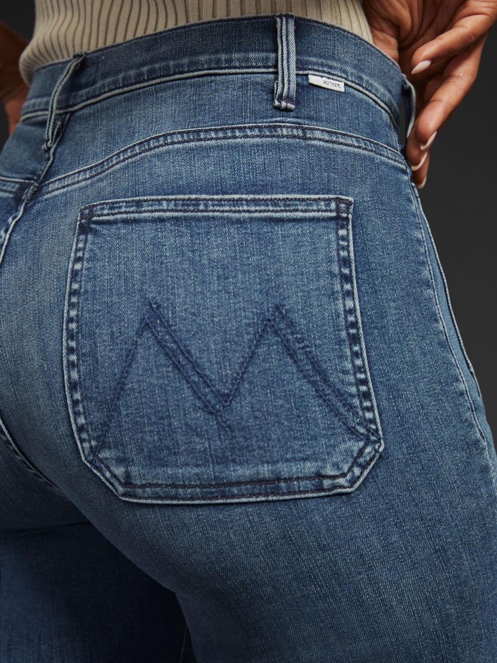 MOTHER High Rise Wide Leg Jeans in Medium Blue Wash - Picture 2 of 9